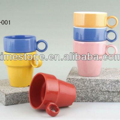 China Solid Color Viable Wholesale Ceramic Stackable Mug for sale