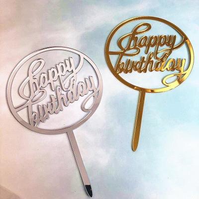 China Newest Happy Birthday Acrylic Acrylic Cake Topper For Cake Shop for sale