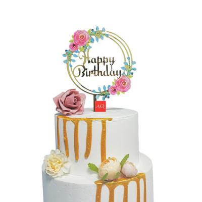 China Amazon Hot Sale Flower Acrylic Decoration Birthday Acrylic Cake Topper For Party Decorations for sale