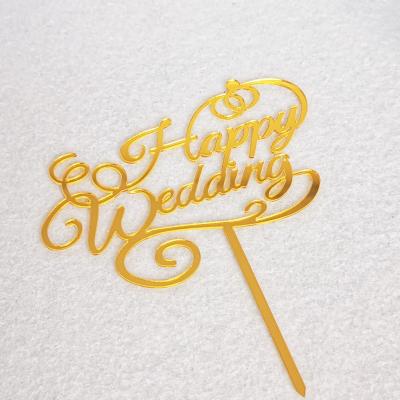 China Acrylic Happy Wedding Acrylic Cake Topper For Party Supplier for sale