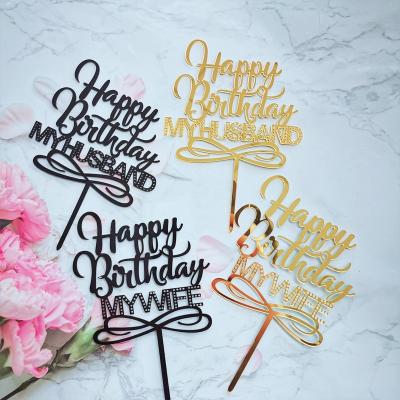 China Acrylic My Love Honey Happy Birthday My Wife My Husband Acrylic Cake Topper for Cake Decorations for sale