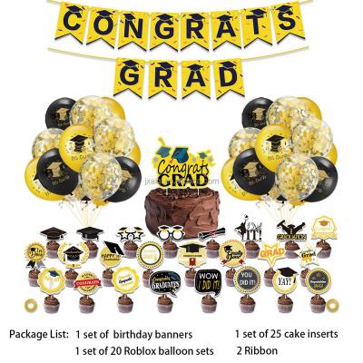 China Paper& Graduation Theme Decoration Graduation Rubber Balloon Set Congratulations Graduate Graduation Party Decoration Flag-raising Supplies for sale