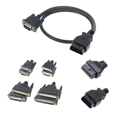 China Different type cars customized cable jacket PVC TPU PUR obd2 female connector db9 db15 to obd male cable for sale