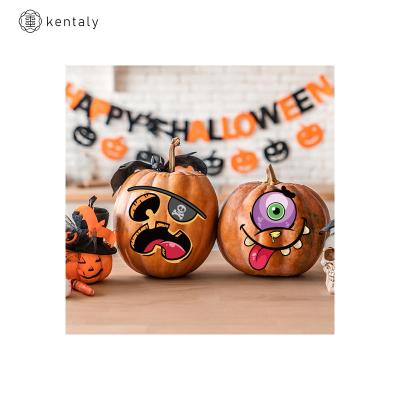 China 2022 Decorative Customizable Waterproof Pumpkin DIY Decoration PVC Vinyl PVC Sticker Funny Expression Stickers for sale