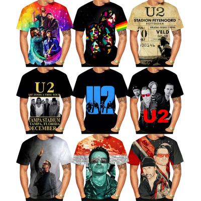 China Hot Rock Band QUICK DRY U2 3D Digital Printing Shirt for Men and Kid 2022 Newest Fashion Unisex Custom All Over Print OEM and ODM Tops for sale