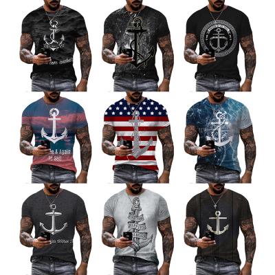 China QUICK DRY American Ocean Anchor 3D Printed Shirt For Men Funny Digital Printing Shirt For Men's Print OEM ODM ODM Custom Unisex Finished T-shirts for sale