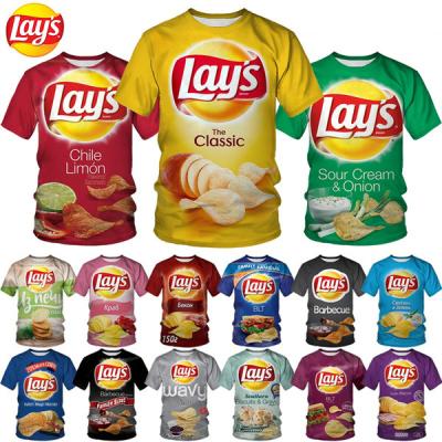 China Summer Fashion QUICK DRY Potato Chips Lays 3D Printed Shirt For Men's Casual Snacks 3D Printing Shirt Mens Round Neck Hip Hop Tops for sale