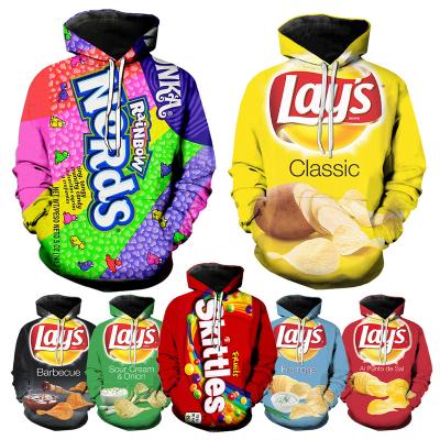 China Anti-pilling Potato Chips 3D Printed Hoodies For Men's American Snack 3D Printing Hot Fashion Men's Cool Funny Oversized Pullover Hoodies for sale