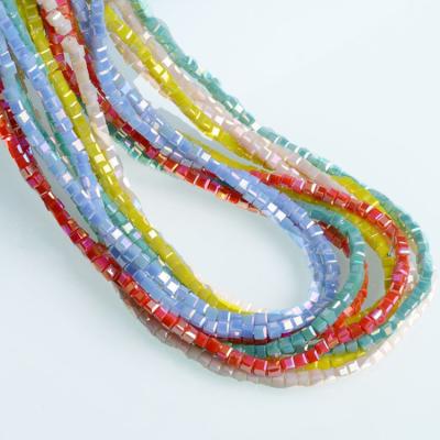 China Colorful Crystal 1 Strand 2mm Square AB Coating Faceted Glass Beads For Jewelry Making DIY Beads Wholesale for sale