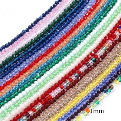 China Jewelry Making 1mm 1 Strand Crystal Rondelle Bead Glass Faceted Transparent Colorful Beads For Jewelry Making Diy Accessories for sale