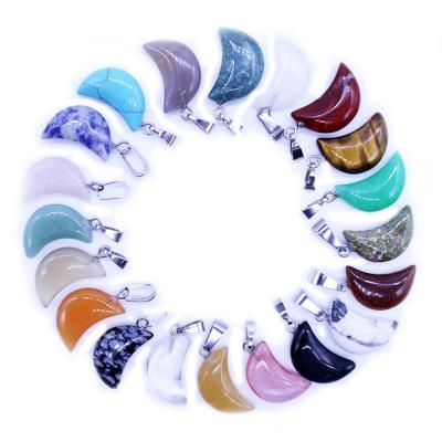 China Wholesale CLASSIC Moon Crescent Shaped Natural Stone Agate Healing Crystal Charm Pendant for Jewelry Making for sale