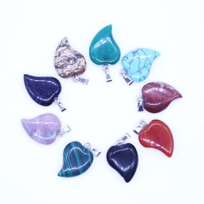 China CLASSIC Hot Sale Leaves Heart Shaped Natural Stone Turquoise Beaded Charms Pendants For Necklace Jewelry for sale