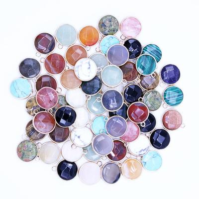 China CLASSIC 16MM Mixed Color Round Faceted Quartz Opal Stone Bead Charm Gemstone Agate Pendants for sale