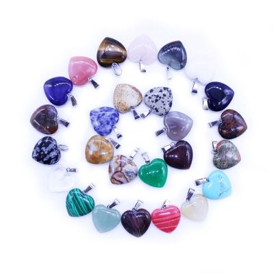 China CLASSIC popular natural gemstone Gem Stone Love Peach Heart shaped charms pendants for necklace for sale