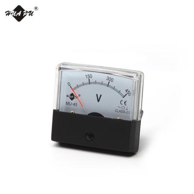 China Rectangle shape indicator MU-45 59*52mm panel voltage meter rion structure moving AC voltmeter 59*52mm for sale