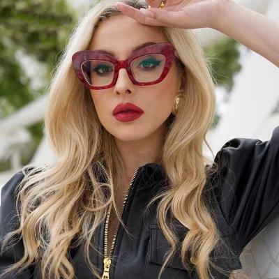 China 2022 Fashionable Cat Eye Eyewear Glasses Frame Women Anti Blue Light Blocking Red Vintage Cat Eye Glasses for sale