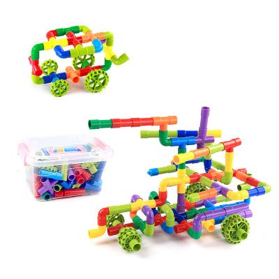 China Construction Toy Multifunctional 3-6 Years Old Newtype Children's Educational Toys Game Plastic Pipe Wheel Puzzle Building Blocks for sale