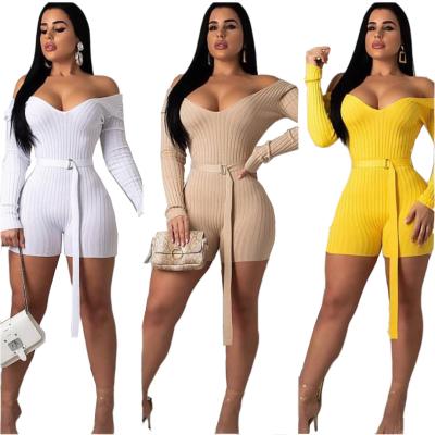 China Wholesale Anti-Wrinkle Knee Length Bandage Bodycon Ladies Solid Knitting Casual Overalls for sale