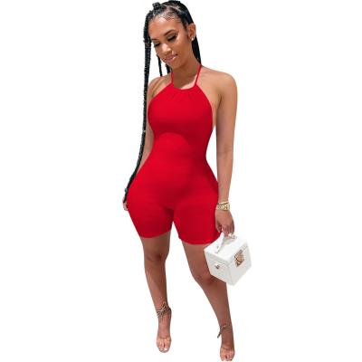 China wholesale Anti-Wrinkle Plus Size Jumpsuits Womens Knitted Sleeveless Romper Jumpsuit 2021 for sale