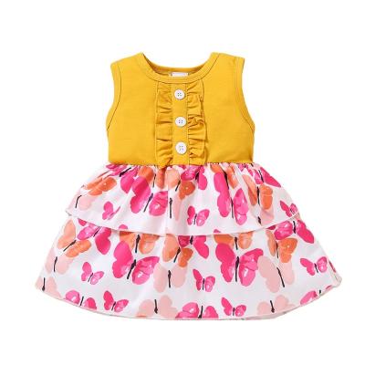 China Breathable Toddler Girls Dress Summer 1 to 4 Years Sleeveless Butterfly Print Lovely Pretty Dresses for Kids Babies for sale