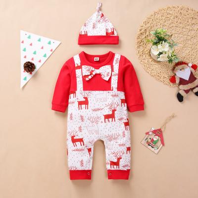 China With Hat Christmas Baby Clothes 3 To 18 Months Long Sleeves Cotton Wholesale Infant Baby Overalls for sale