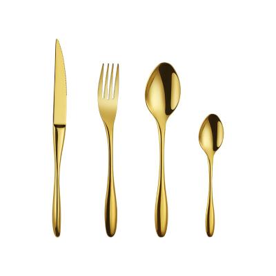 China Sustainable High End Mirror Polished Gold Luxury Flatware 18/10 Stainless Steel Cutlery Set for sale