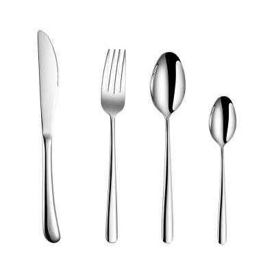 China Dishwasher Safe Unique Reusable Restaurant Flatware Set Silveware 18/10 Stainless Steel Hotel Cutlery Sustainable for sale