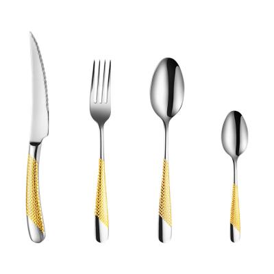 China Gold Silverware Mirror 18/8 Stainless Steel Flatware Luxury Gold Plated Cutlery Set Sustainable High Quality Wedding for sale