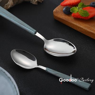 China Best Viable Selling Polish Eco-friendly Plastic Mirror Stainless Steel Modern Design Handle Cutlery Set for sale