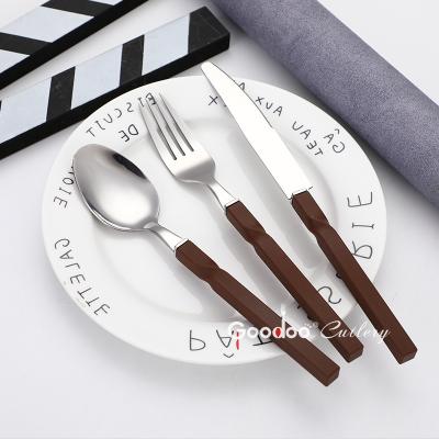 China Spoon And Fork Premium Handle Viable Special New Design Cutlery Stainless Steel Flatware Plastic Set for sale