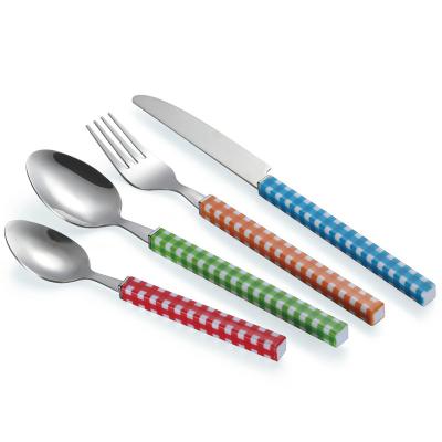 China Durable Dishwasher Safe Custom Printed Flatware Handle Stainless Steel Cutlery With Plastic Handle for sale