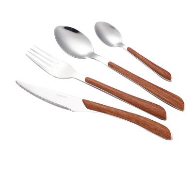 China New Design Stainless Steel Metal Cutlery Handle Reusable Stylish Wooden ABS Plastic Handle Cutlery Set for sale