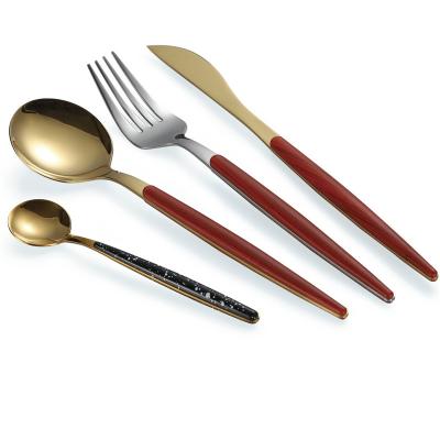 China Sustainable Flatware Silverware Set Stainless Steel With Wooden Handle Cutlery Set for sale