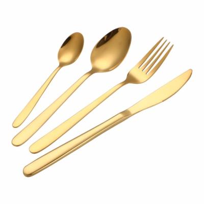 China Viable Royal Luxury Gold Silverware Stainless Steel Spoon Fork Cutlery Set Flatware Sets for sale