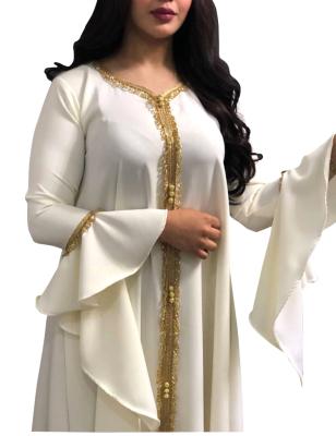 China Ethnic Appeal Modest Jalabiya Muslim Polyester Matchyou Dubai Ribbon Arabic Embroidery Clothing Kaftan Blouse for sale