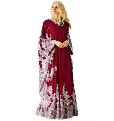 China Muslim Clothing Abaya Dresses Islam Kaftan Dubai Polyester Kaftan Embroidery Fashion Batwing Dress American Loose Sleeve Kaftan for sale