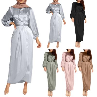 China 2020 Dubai Women's Solid Color Slim Design Dress Long Polyester Abaya Abaya Dress for sale