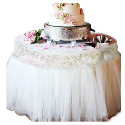 China washable white organza round table skirt tablecloth for party wedding hotel for sale