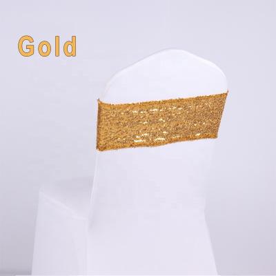 China SPANDEX sequin spandex chair band for outdoor hotel party wedding chair decoration for sale