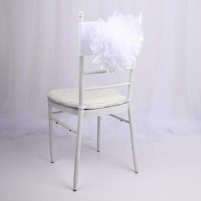 China SPANDEX White Flower Chair Sash Decorations Series for Hotel Party Outdoor Wedding Chair Display for sale