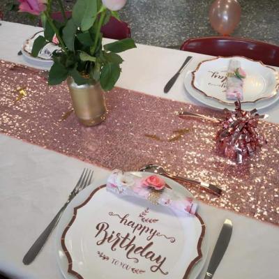 China Red Rose Gold Table Runner Flag Runners Home Sequin Tables For Home Birthday Party Wedding Christmas Decoration for sale