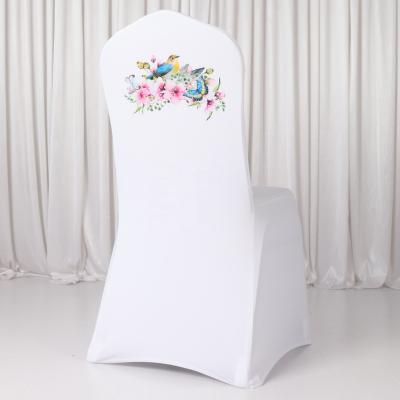 China simple digital printing spandex chair cover customized chair fabric for outdoor hotel party wedding chair show for sale