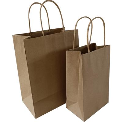 China Wholesale Recyclable Low Price 100% Biodegradable Restaurant Gift Food Packaging Recycled Kraft Paper Bag With Twisted Handle for sale