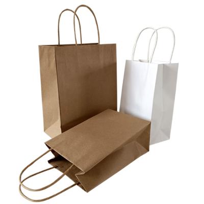 China 100% Recyclable Biodegradable Kraft Paper Bag Can Be Reused And Recycled Cheap Kraft Paper Tote Shopping Bag With Handle for sale