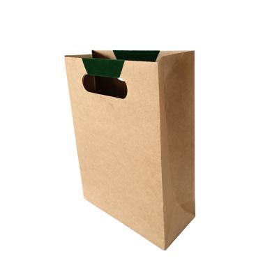 China Recyclable Flat Bottom Brown Kraft Paper Restaurant Custom Foldable Paper Bag For Food for sale