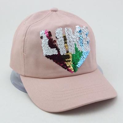 China Factory JOINT Lovely Glitter Pink Kids Caps 6 Panel Fashion Sports Baseball Cap Custom Embroidery Hats for sale