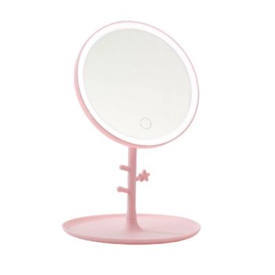 China Wholesale Smart Touch Control Led Lighted Makeup Mirror Vanity Stand Up Mirror Desk Light USB Charging Led Dressing Table Mirror for sale