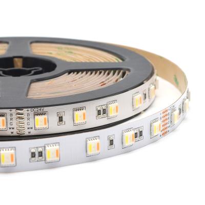 China Hot Sale 5M/Ree DC12/24V 19.2W/m Office/Park/Hotel/Road 12mm PCB SMD5050-60 RGB+CCT LED Flexible Strip Light for sale