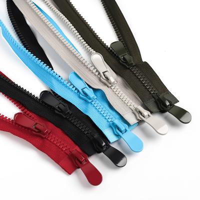 China Customization 8#Zipper Durable Garment Color Spot Color Double Open Teeth Large Resin Plastic Resin Zipper for sale