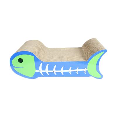 China Wholesale New Viable Design Fish Scratching Post Cardboard Cat Bed Scratch Board for sale